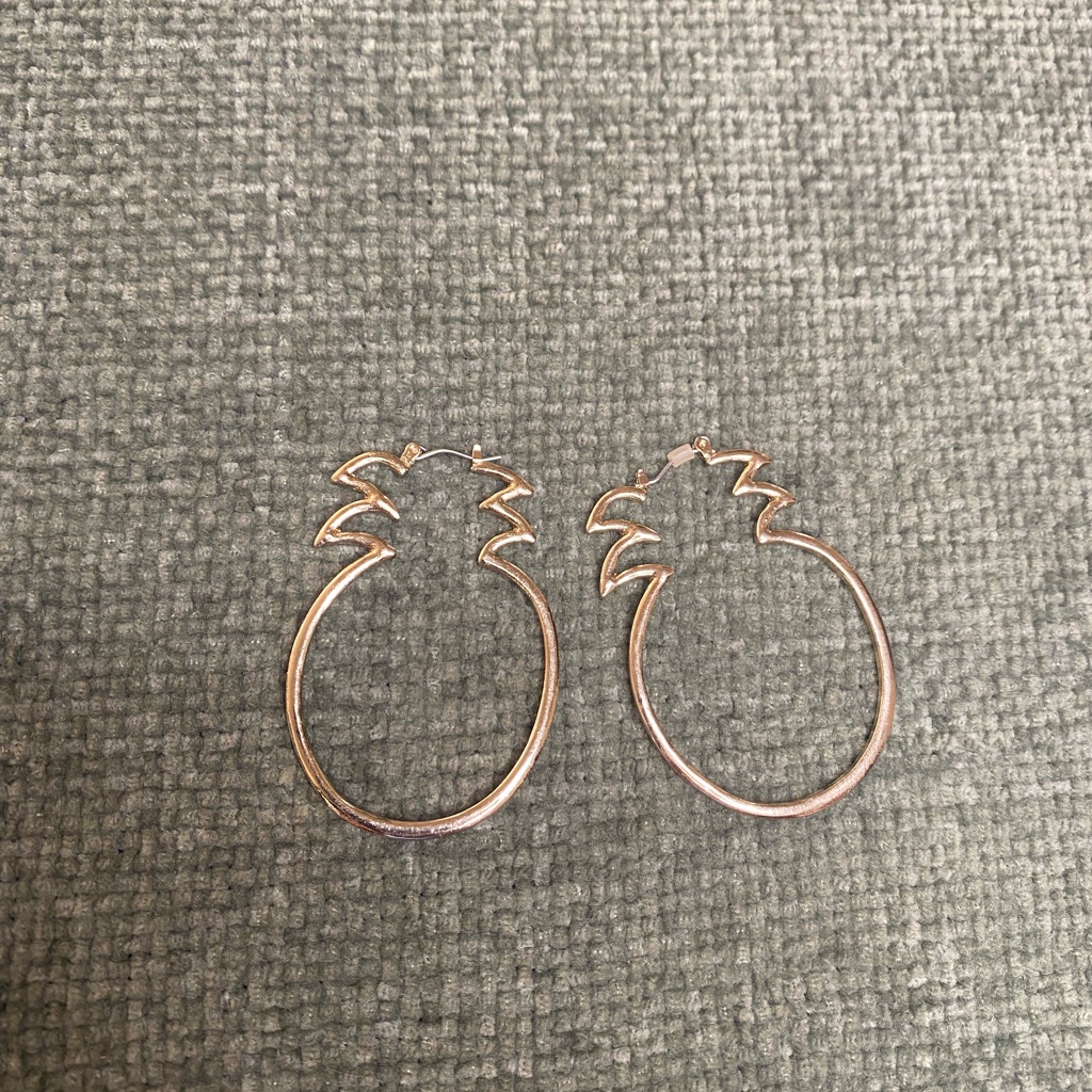 Gold Pineapple Hoop Earrings 15$